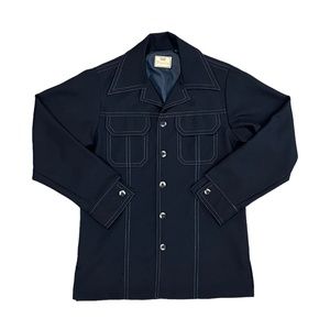 True Vintage mens Levi’s Panatela Shirt Navy Medium 1970s made in the USA